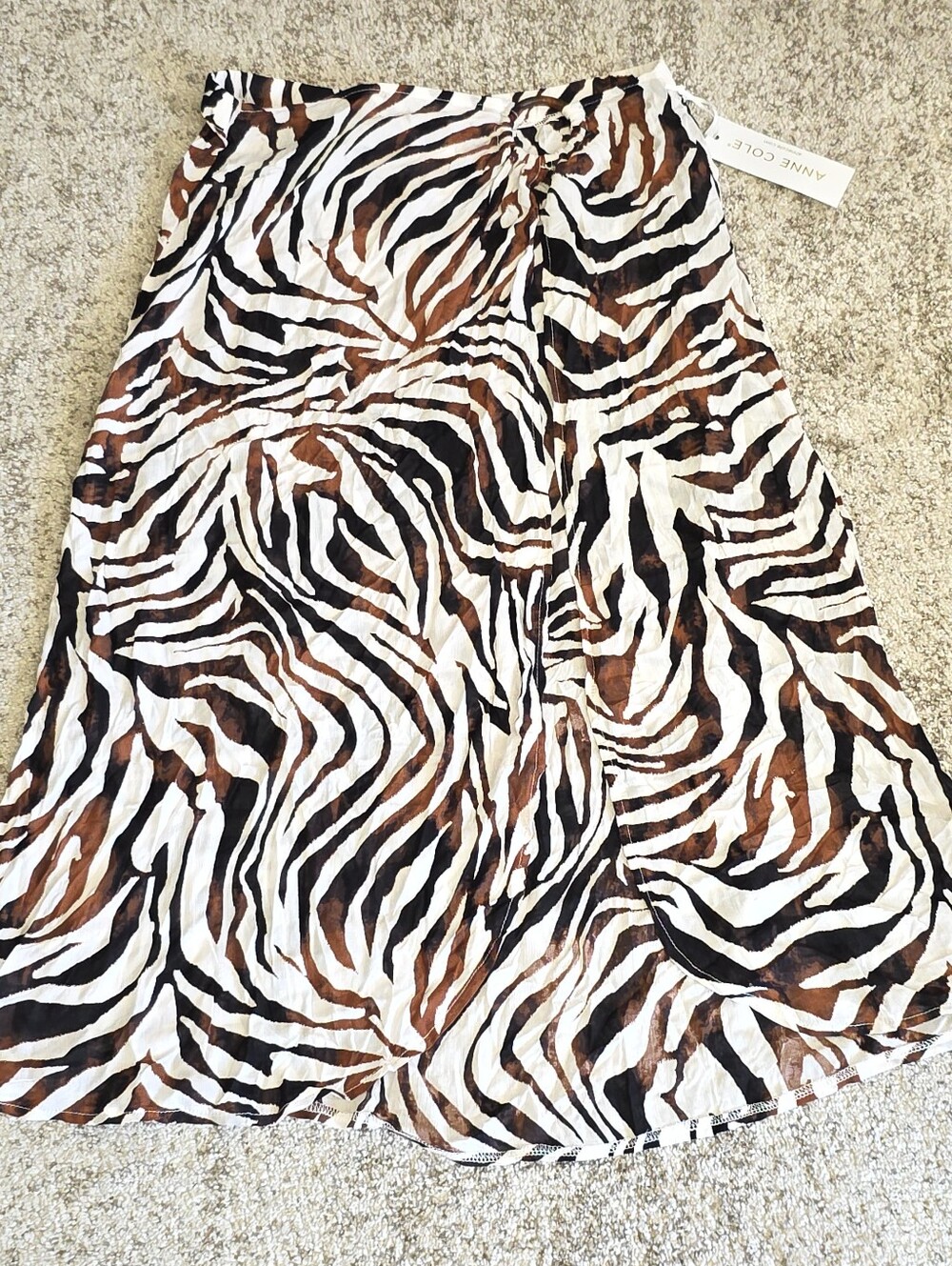 NWT Anne Cole Tiger Dance Ring Sarong Skirt Bathing Swimsuit Cover Up Sz M